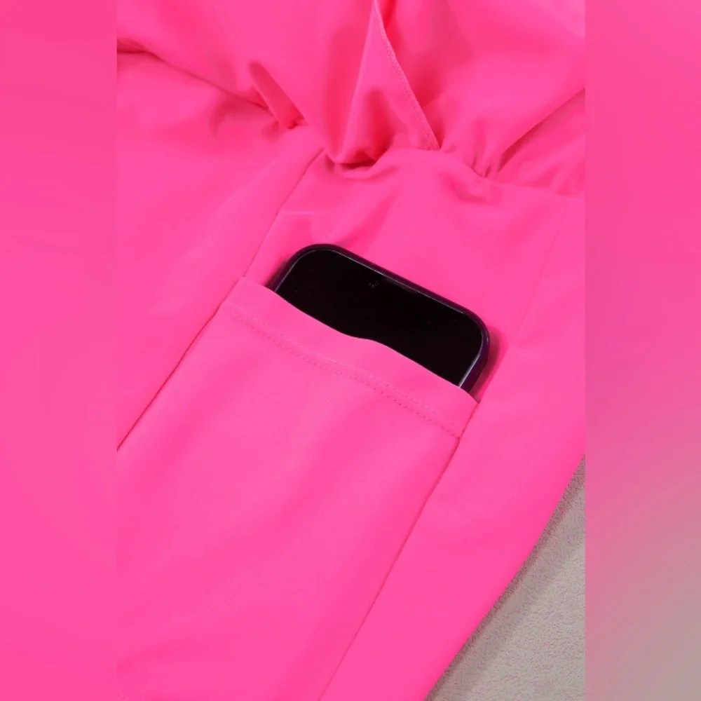 Bright Pink Frilly High Waist Petal Wrap Athletic/Swim Shorts NWT - Picture 7 of 8